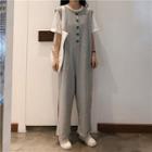 Sleeveless Lettering Jumpsuit As Shown In Figure - One Size