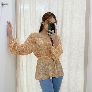 Flower Pattern Peplum Blouse