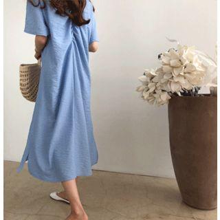 V-neck Drape-back Midi Dress