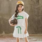 Family Matching Set: Short-sleeve Lettering T-shirt + A-line Skirt