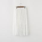 Printed Pleated Midi Chiffon Skirt