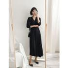 3/4-sleeve Wrap-front Maxi Dress