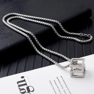 Couple Matching Cube Pendant Necklace As Shown In Figure - One Size