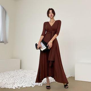 Self-tie Maxi Wrap Dress