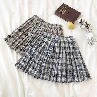 High-waist Plaid Acrylic Skirt