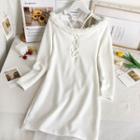 Off-shoulder Furry-trim Lace-up Mini Dress