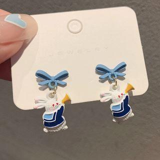 Rabbit Alloy Dangle Earring 1 Pair - White & Blue & Yellow - One Size