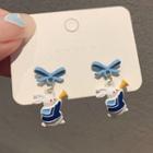 Rabbit Alloy Dangle Earring 1 Pair - White & Blue & Yellow - One Size