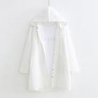 Buttoned Hooded Coat White - One Size