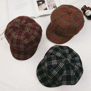 Plaid Woolen Newsboy Cap