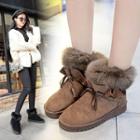 Tie-front Snow Ankle Boots