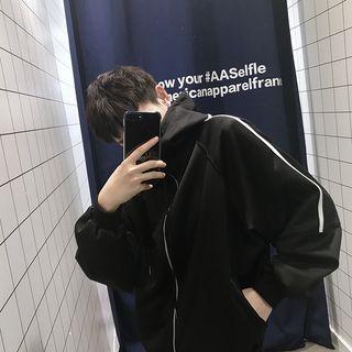 Loose-fit Pocketed Hooded Plain Jacket