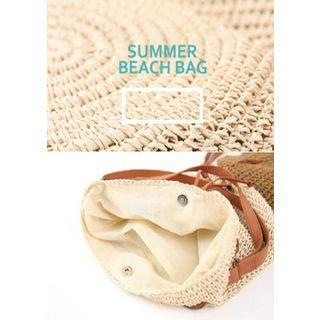 Drawstring Straw Bucket Bag