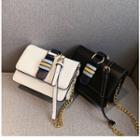 Faux Leather Buckled Flap Crossbody Bag