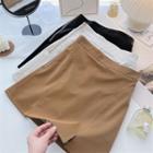 Faux Leather Zipper High-waist Skirt