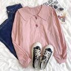 Long-sleeve Peter Pan Collar Rose Embroidered Shirt