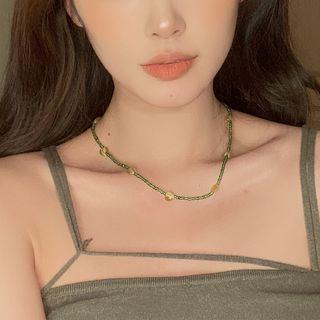 Faux Cat Eye Stone Acrylic Bead Choker Green - One Size