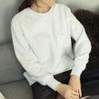 Plain Embroidered Fleece-lined Sweatshirt