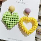 Non-matching Beaded Heart Dangle Earring 1 Pair - Green & Yellow - One Size