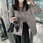 Long-sleeve Denim Jacket Gray - One Size