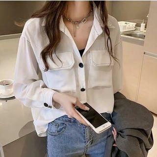 Plain Loose Fit Button Blouse