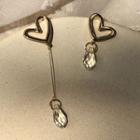 Non-matching Bead Heart Earring / Non-matching Drop Earring