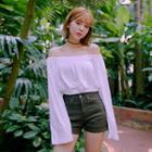 Cold-shoulder Long-sleeve Top