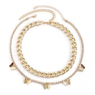 Butterfly Rhinestone / Chunky Chain Choker