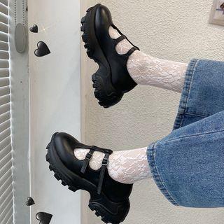 Platform Chunky T-strap Mary Jane Pumps