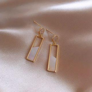 Rhinestone Rectangle Alloy Dangle Earring 1 Pc - - One Size