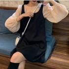Puff-sleeve Blouse / Sleeveless A-line Mini Dress
