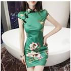 Short-sleeve Floral Cheongsam Dress