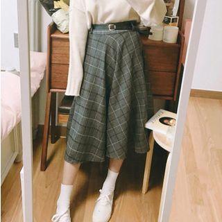 Plaid A-line Woolen Skirt