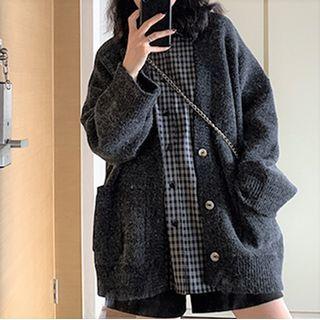Plain Button-up Sweater Coat