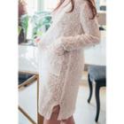 Open-front Nubby-knit Long Cardigan