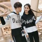 Set: Lettering Couple Matching Hoodie + Sweatpants