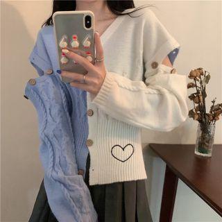 Detachable Long-sleeve Color Block Knit Sweater