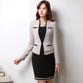 Piped Blazer / Sleeveless Dress