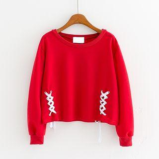Lace Up Detail Cropped Pullover