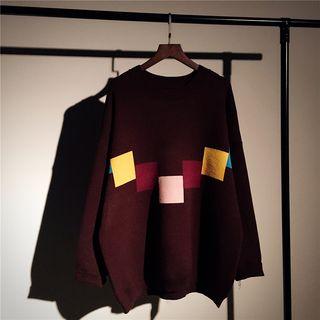 Square Print Oversize Sweater