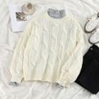 Plain Sweater / Mock-neck Long-sleeve Top