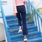 Slit-hem Boot-cut Cropped Jeans