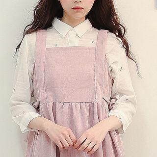3/4-sleeve Ice-cream Embroidered Shirt