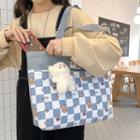 Checkered Bear Print Tote Bag / Bag Charm / Set