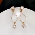 Faux Pearl Alloy Drop Earring 1 Pair - Gold & White - One Size