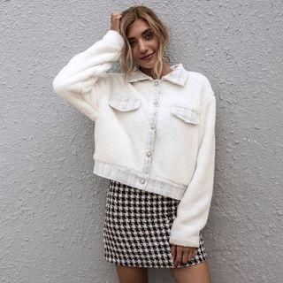 Button-up Long-sleeve Cropped Jacket