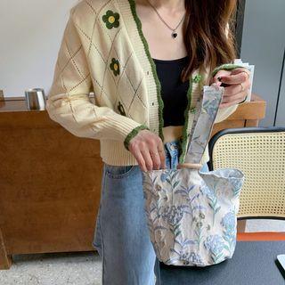 Flower Print Bucket Bag / Crossbody Bag / Shoulder Bag