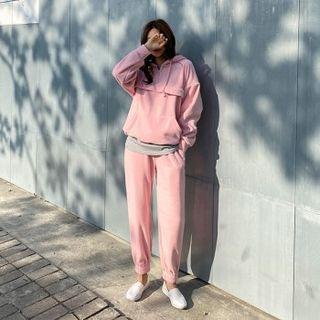 Set: Zip-front Fleece Hoodie + Jogger Pants