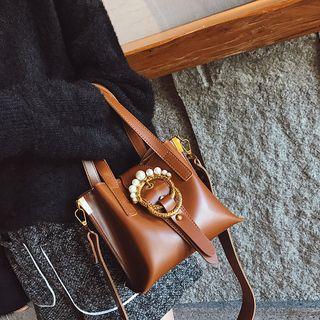 Faux Pearl Buckle Tote With Shoulder Strap