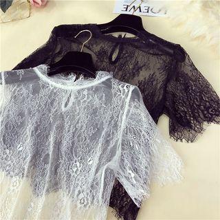 Short-sleeve Sheer Lace Top